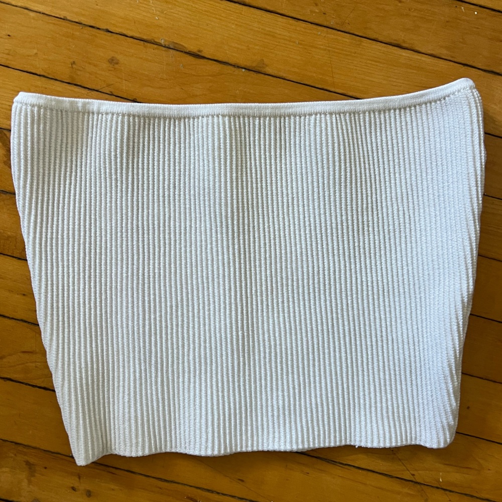 Babaton white ribbed tube top